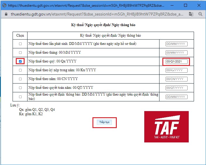 hướng dẫn cách đăng ký và nộp thuế điện tử taf 13