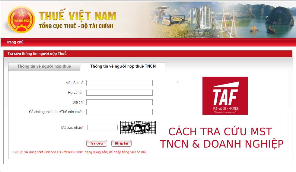 Tra cứu Mã số thuế TNCN, Doanh nghiệp - Kiểm Toán TAF
