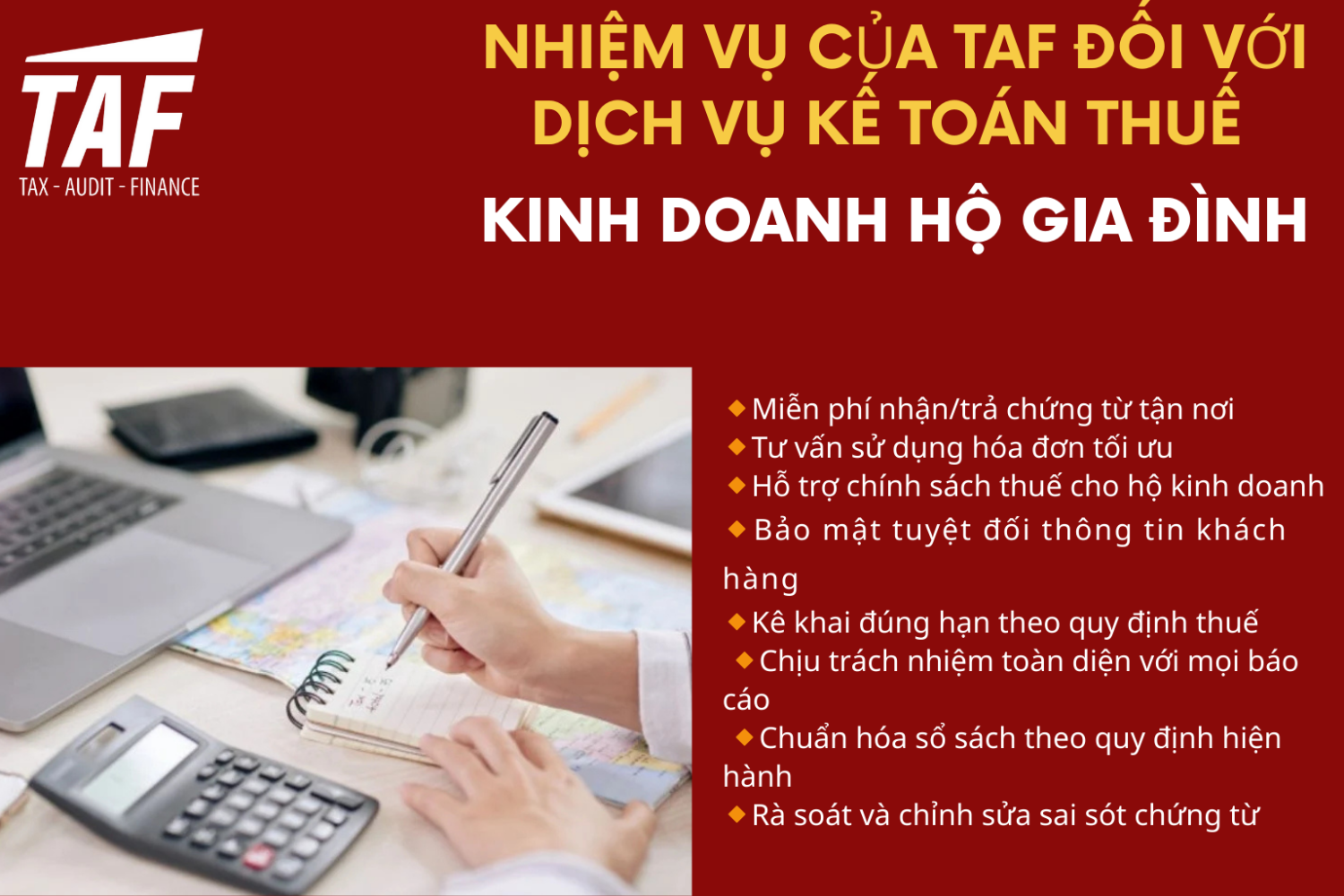 NHIỆM VỤ CỦA TAF ĐỐI VỚI DỊCH VỤ KẾ TOÁN THUẾ KINH DOANH HỘ GIA ĐÌNH